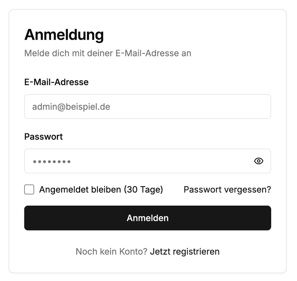 Admin-Web: Login Seite