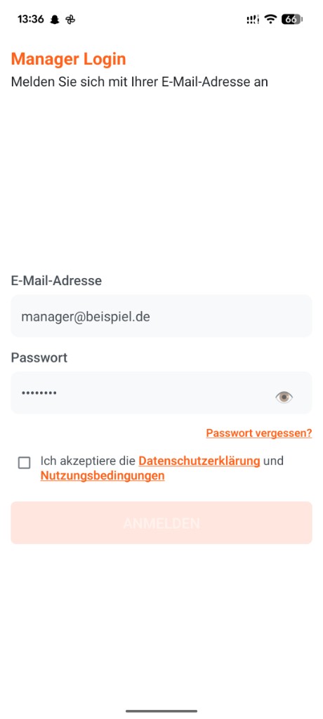 Manager-App: Login Screen