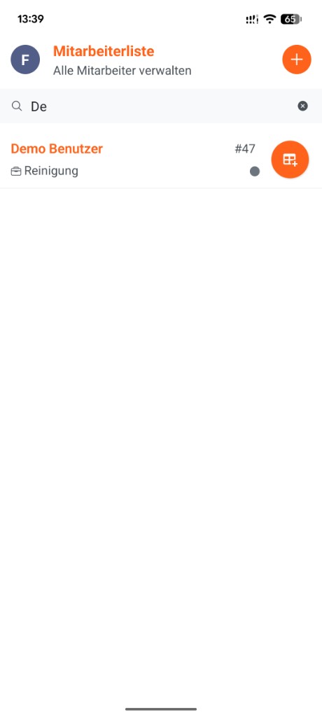 Manager-App: Mitarbeiterliste mit Suchfunktion