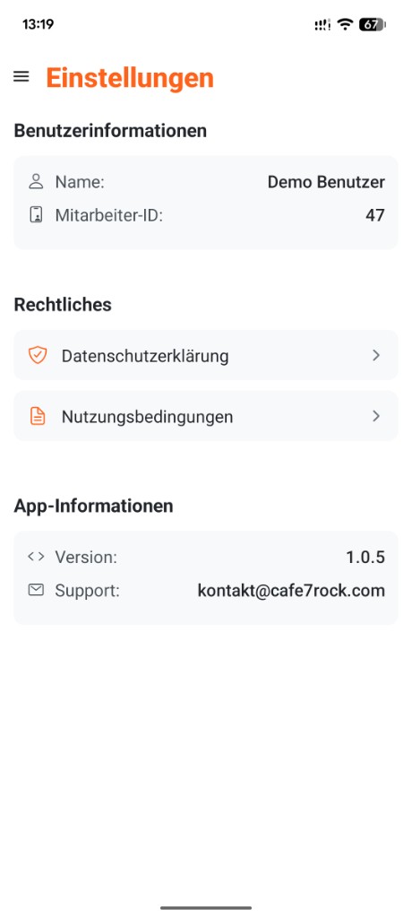 Restaurant-App: Einstellungen im Mitarbeiterbereich