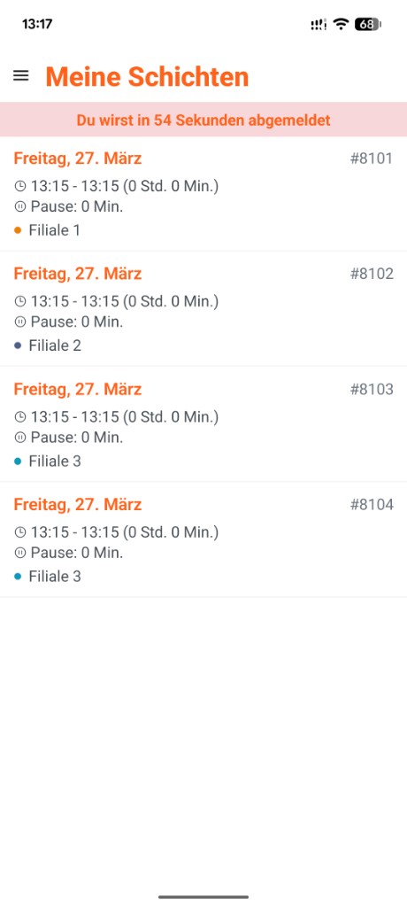 Restaurant-App: Meine Schichten